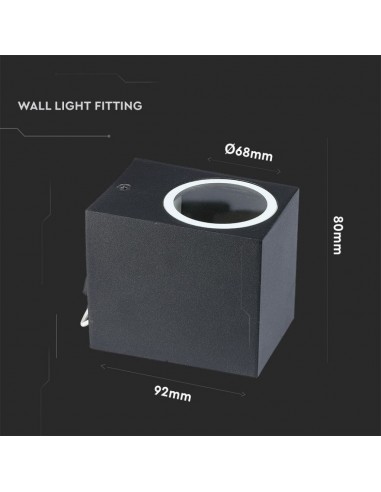 7510-Portafaretto LED da Muro Quadrato GU Max  Colore Nero IP-3