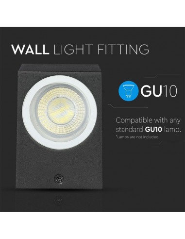 7510-Portafaretto LED da Muro Quadrato GU Max  Colore Nero IP-6