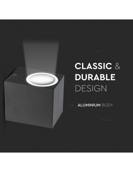 Portafaretto LED da Muro Quadrato GU10 (Max 35W) Nero IP44