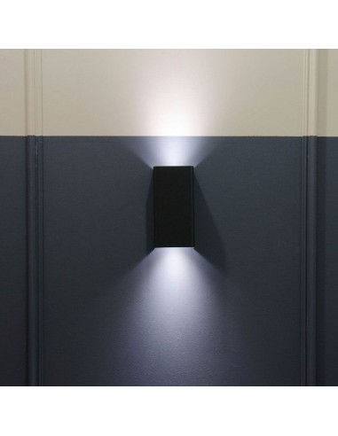 7511-Portafaretto LED Doppio da Muro xGU e GU MR Quadrato in Alluminio Colore Nero IP-4