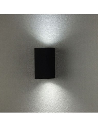 7511-Portafaretto LED Doppio da Muro xGU e GU MR Quadrato in Alluminio Colore Nero IP-5