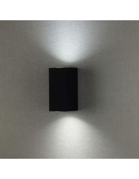 7511-Portafaretto LED Doppio da Muro xGU e GU MR Quadrato in Alluminio Colore Nero IP-5