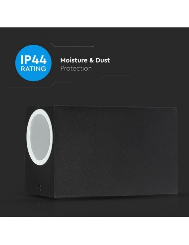 7511-Portafaretto LED Doppio da Muro xGU e GU MR Quadrato in Alluminio Colore Nero IP-7