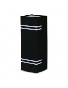 7512-Portafaretto LED Doppio da Muro xGU e GU MR Quadrato in Alluminio Colore Nero IP-1