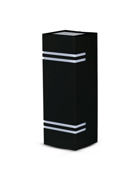 7512-Portafaretto LED Doppio da Muro xGU e GU MR Quadrato in Alluminio Colore Nero IP-1