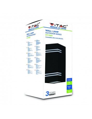 7512-Portafaretto LED Doppio da Muro xGU e GU MR Quadrato in Alluminio Colore Nero IP-2