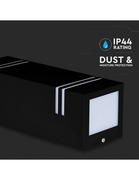 7512-Portafaretto LED Doppio da Muro xGU e GU MR Quadrato in Alluminio Colore Nero IP-5