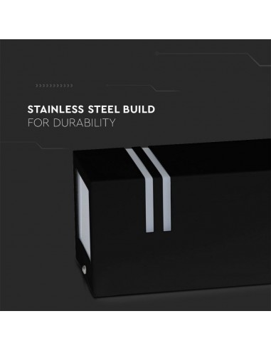 7512-Portafaretto LED Doppio da Muro xGU e GU MR Quadrato in Alluminio Colore Nero IP-6