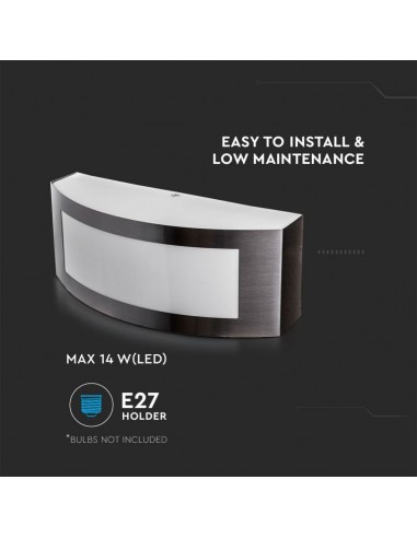 7513-Lampada LED da Muro Arrotondata con Portalampada E Max  Colore Grigio IP-5