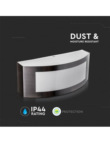 7513-Lampada LED da Muro Arrotondata con Portalampada E Max  Colore Grigio IP-6