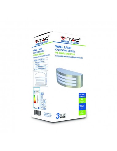 7514-Lampada LED da Muro Arrotondata con Portalampada E Max  Colore Grigio IP-2