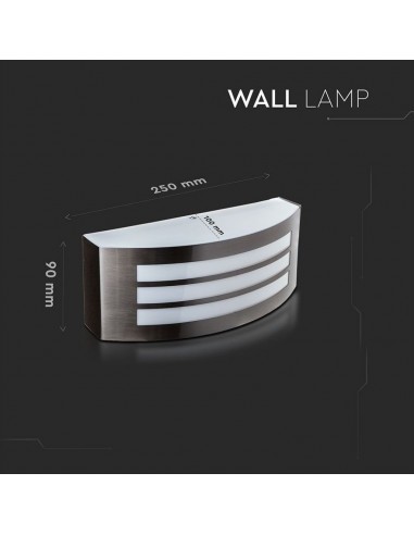 7514-Lampada LED da Muro Arrotondata con Portalampada E Max  Colore Grigio IP-3