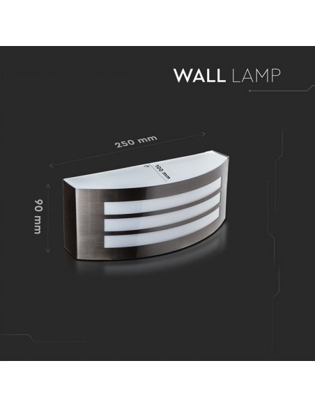 7514-Lampada LED da Muro Arrotondata con Portalampada E Max  Colore Grigio IP-3