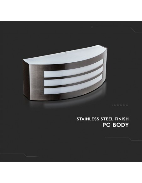 7514-Lampada LED da Muro Arrotondata con Portalampada E Max  Colore Grigio IP-5