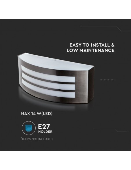 7514-Lampada LED da Muro Arrotondata con Portalampada E Max  Colore Grigio IP-6