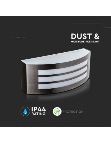 7514-Lampada LED da Muro Arrotondata con Portalampada E Max  Colore Grigio IP-7