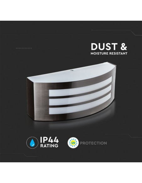 7514-Lampada LED da Muro Arrotondata con Portalampada E Max  Colore Grigio IP-7