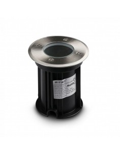 7515-Portalampada da Interramento Calpestabile Rotondo GU Max  Colore Nero e Acciaio -1