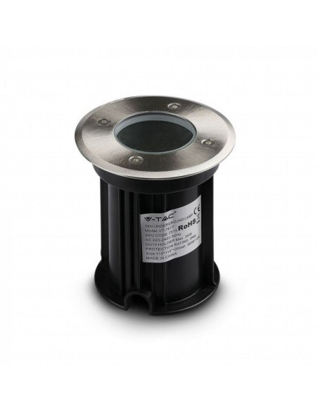 7515-Portalampada da Interramento Calpestabile Rotondo GU Max  Colore Nero e Acciaio -1