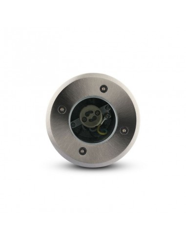 7515-Portalampada da Interramento Calpestabile Rotondo GU Max  Colore Nero e Acciaio -3