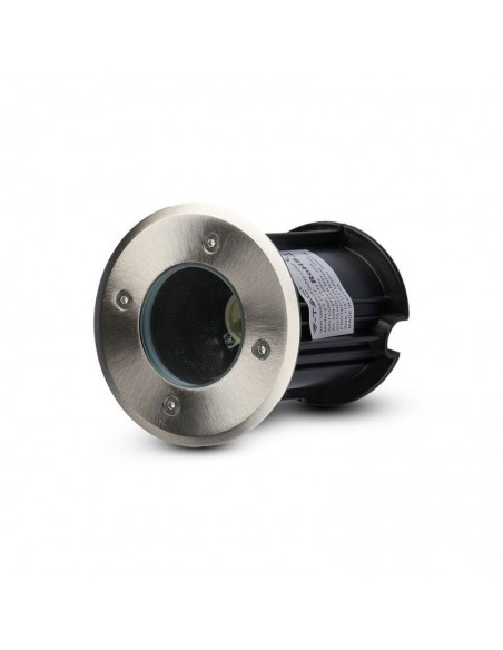 7515-Portalampada da Interramento Calpestabile Rotondo GU Max  Colore Nero e Acciaio -4