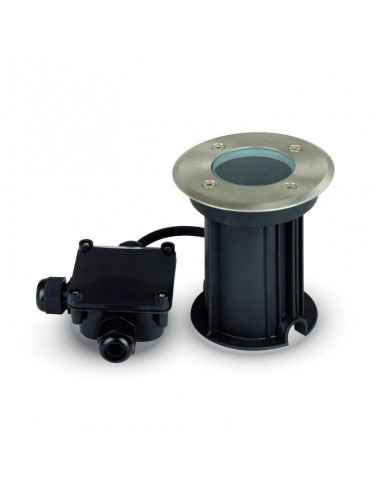 7515-Portalampada da Interramento Calpestabile Rotondo GU Max  Colore Nero e Acciaio -5