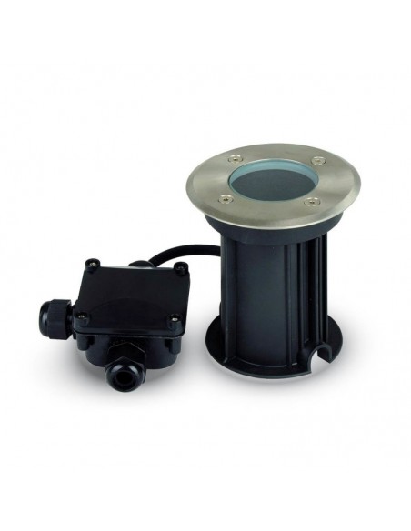 7515-Portalampada da Interramento Calpestabile Rotondo GU Max  Colore Nero e Acciaio -5