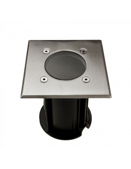 7516-Portalampada da Interramento Calpestabile Quadrato GU Max  Colore Nero e Acciaio -1