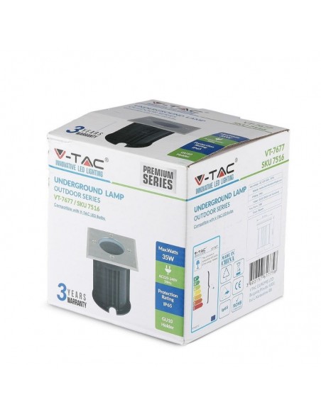 7516-Portalampada da Interramento Calpestabile Quadrato GU Max  Colore Nero e Acciaio -2