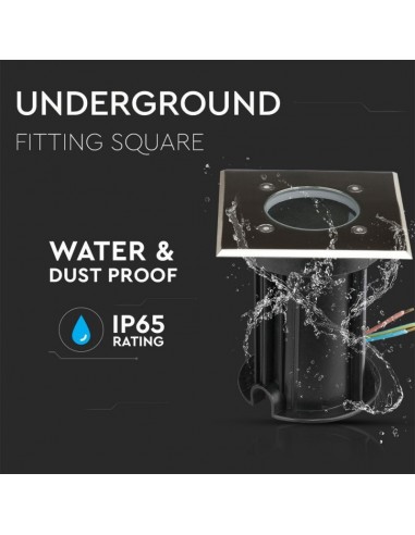 7516-Portalampada da Interramento Calpestabile Quadrato GU Max  Colore Nero e Acciaio -7