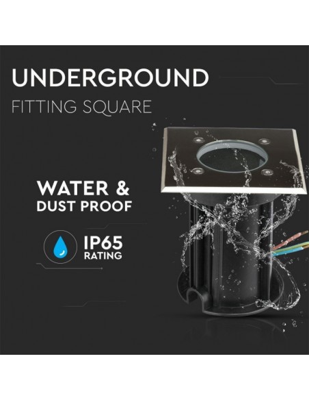 7516-Portalampada da Interramento Calpestabile Quadrato GU Max  Colore Nero e Acciaio -7