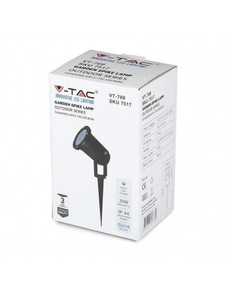 7517-Picchetto con Portalampada GU Max  Orientabile Colore Nero IP-2