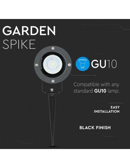 7517-Picchetto con Portalampada GU Max  Orientabile Colore Nero IP-6