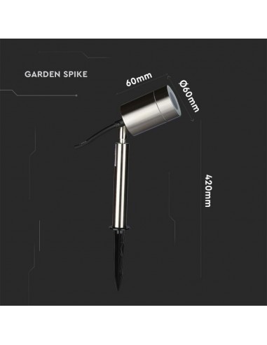 7518-Picchetto in Acciaio Inox con Portalampada GU Max  Orientabile IP-3