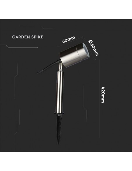 7518-Picchetto in Acciaio Inox con Portalampada GU Max  Orientabile IP-3