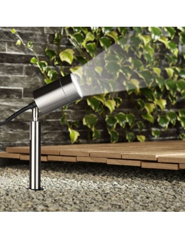 7518-Picchetto in Acciaio Inox con Portalampada GU Max  Orientabile IP-4