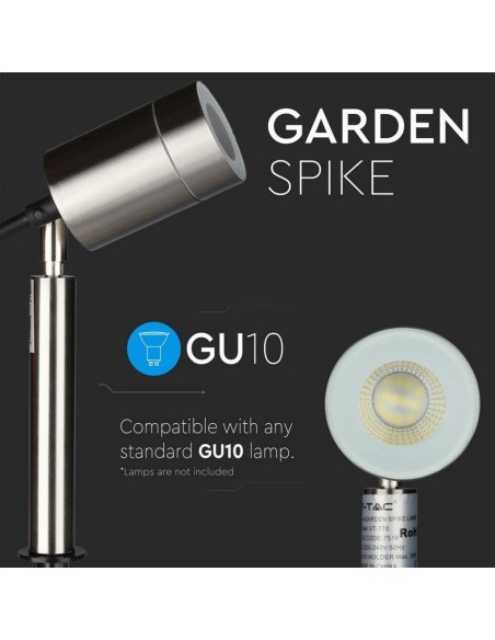 7518-Picchetto in Acciaio Inox con Portalampada GU Max  Orientabile IP-5