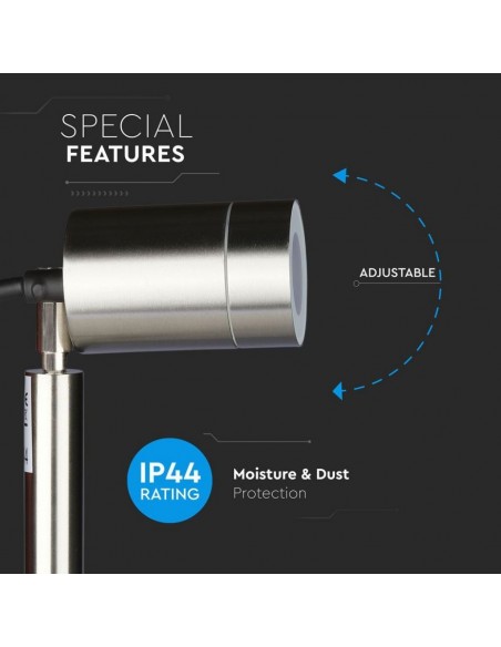 7518-Picchetto in Acciaio Inox con Portalampada GU Max  Orientabile IP-6