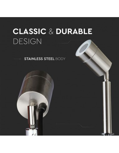 7518-Picchetto in Acciaio Inox con Portalampada GU Max  Orientabile IP-7