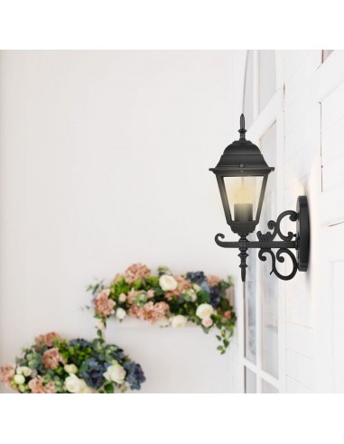 7519-Lampada LED da Muro a Lanterna Piccola con Portalampada E Max  Rivolta in Alto Colore Nero Opaco IP-4