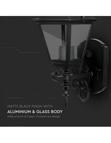 7519-Lampada LED da Muro a Lanterna Piccola con Portalampada E Max  Rivolta in Alto Colore Nero Opaco IP-7