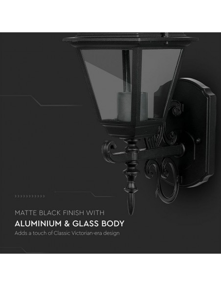 7519-Lampada LED da Muro a Lanterna Piccola con Portalampada E Max  Rivolta in Alto Colore Nero Opaco IP-7