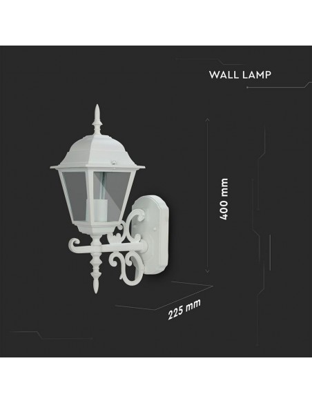 7520-Lampada LED da Muro a Lanterna Piccola con Portalampada E Max  Rivolta in Alto Colore Bianco Opaco IP-3
