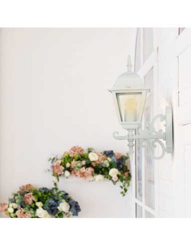 7520-Lampada LED da Muro a Lanterna Piccola con Portalampada E Max  Rivolta in Alto Colore Bianco Opaco IP-4