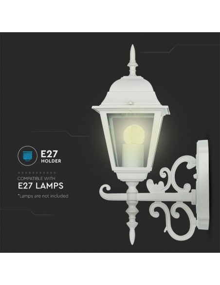 Lampada LED da Muro a Lanterna Piccola con Portalampada E27 (Max 60W) Rivolta in Alto Bianco Opaco IP44