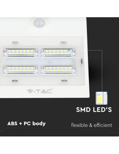 7523-Lampada LED Solare da Muro a Batteria  LM/W LED con Sensore PIR Colore Bianco  -6