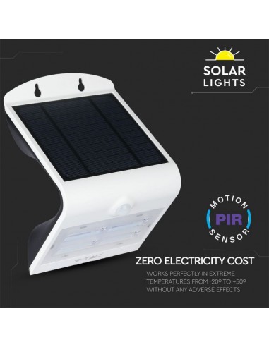 7523-Lampada LED Solare da Muro a Batteria  LM/W LED con Sensore PIR Colore Bianco  -7