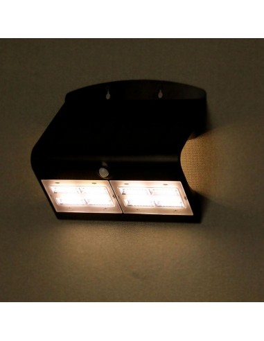 7528-Lampada LED Solare da Muro a Batteria  LM/W LED con Sensore PIR Colore Nero  -4