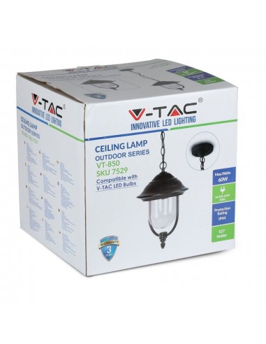 7529-Lampada LED da Soffitto a Lanterna con Portalampada E Max  Colore Nero l mm IP-2