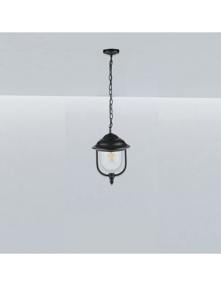 7529-Lampada LED da Soffitto a Lanterna con Portalampada E Max  Colore Nero l mm IP-4
